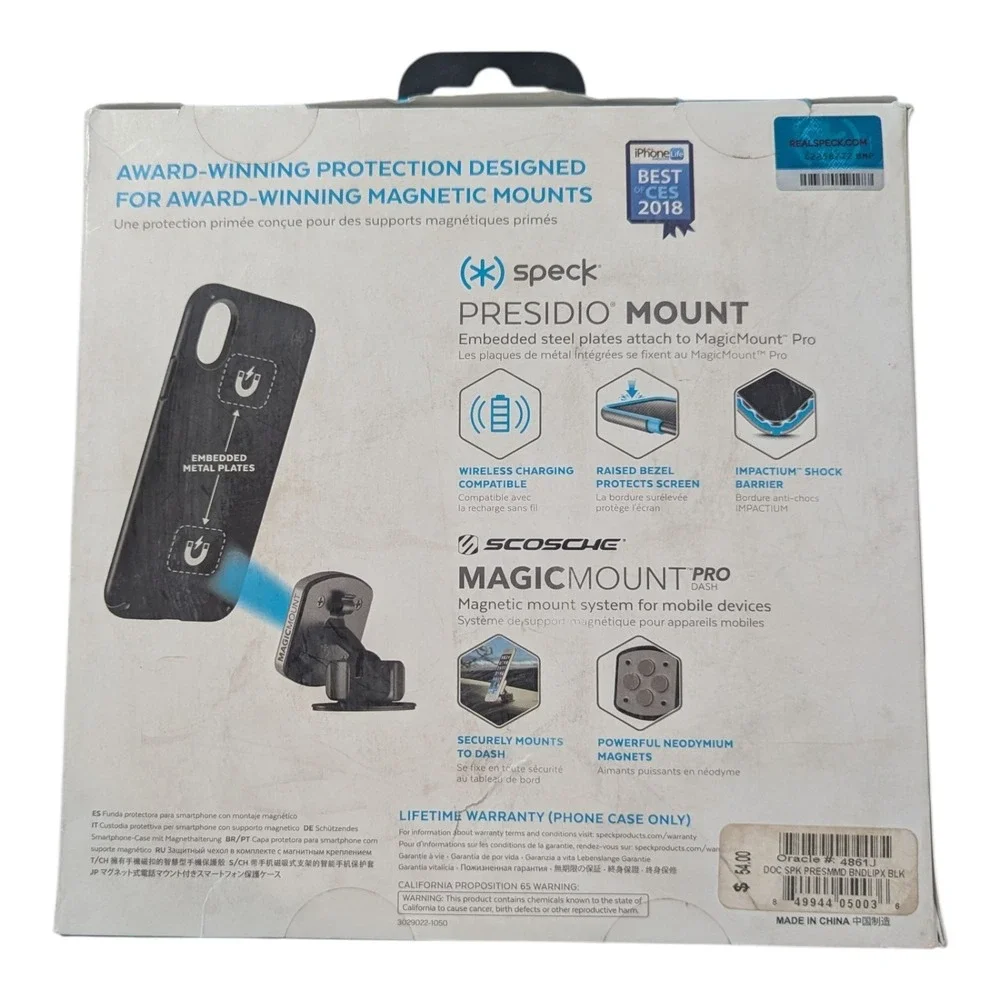 P3-N Speck Presidio Mount + Magic Mount‎ Dash - iPhone X (Case + Mount) Black